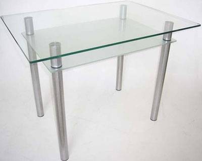 Стол обеденный Glassion СО-04 Ножки: серебро, Полки: бесцветное стекло